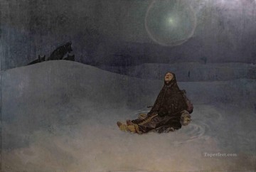 アルフォンス・ミュシャ Painting - スター 1923年 冬の夜 野生の女 オオカミ アルフォンス・ミュシャ